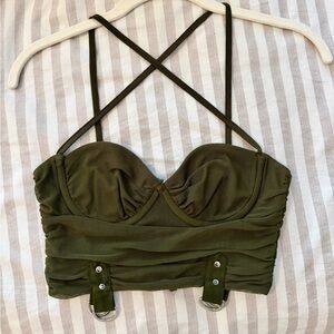 Olive Green Strappy Crop Top Corset Lychee the Label